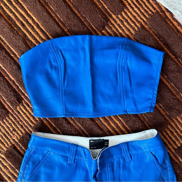 NEW! ASOS Vegan Leather Cobalt Blue Tube Top Set - Picture 6 of 10